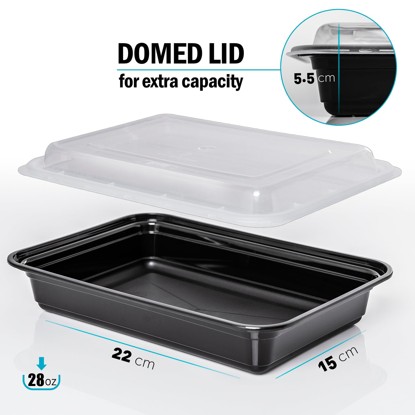 1-Compartment Reusable Plastic Containers - 828ml