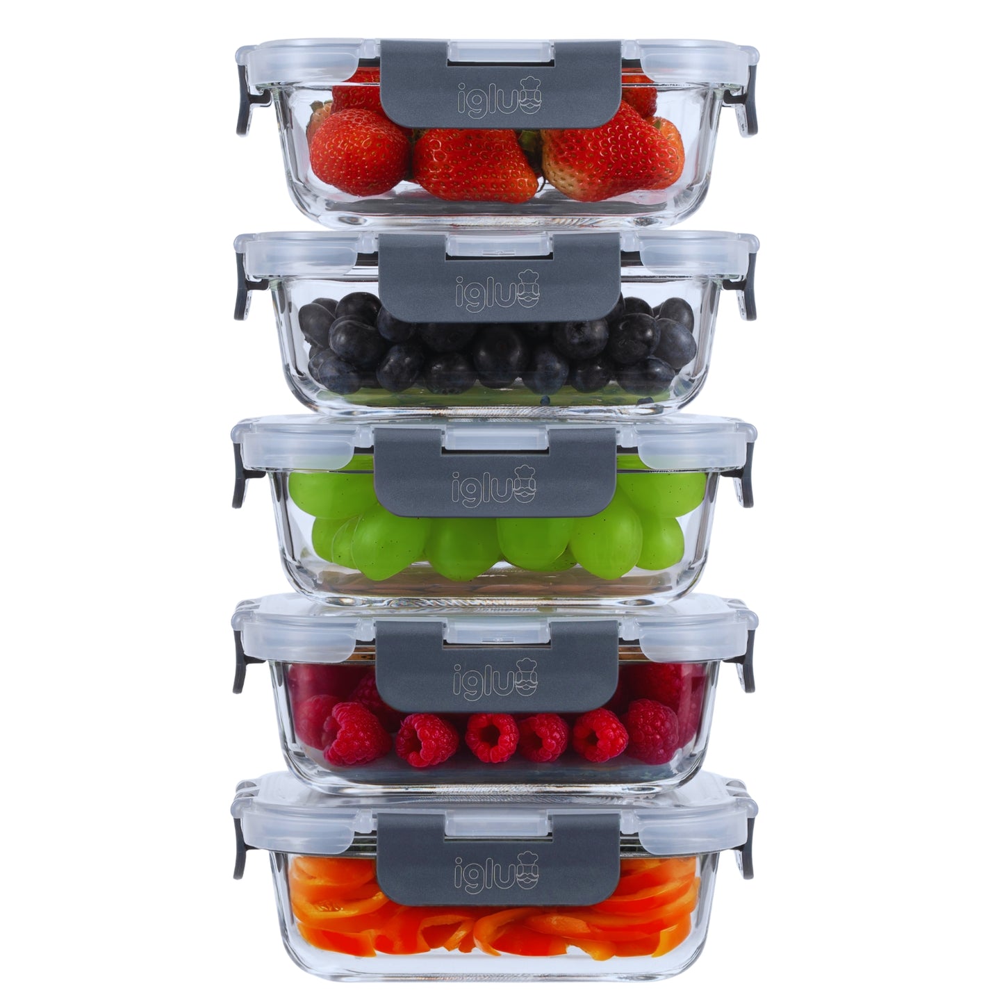 Rectangle Glass Food Storage Containers - 370ml - 5 PACK