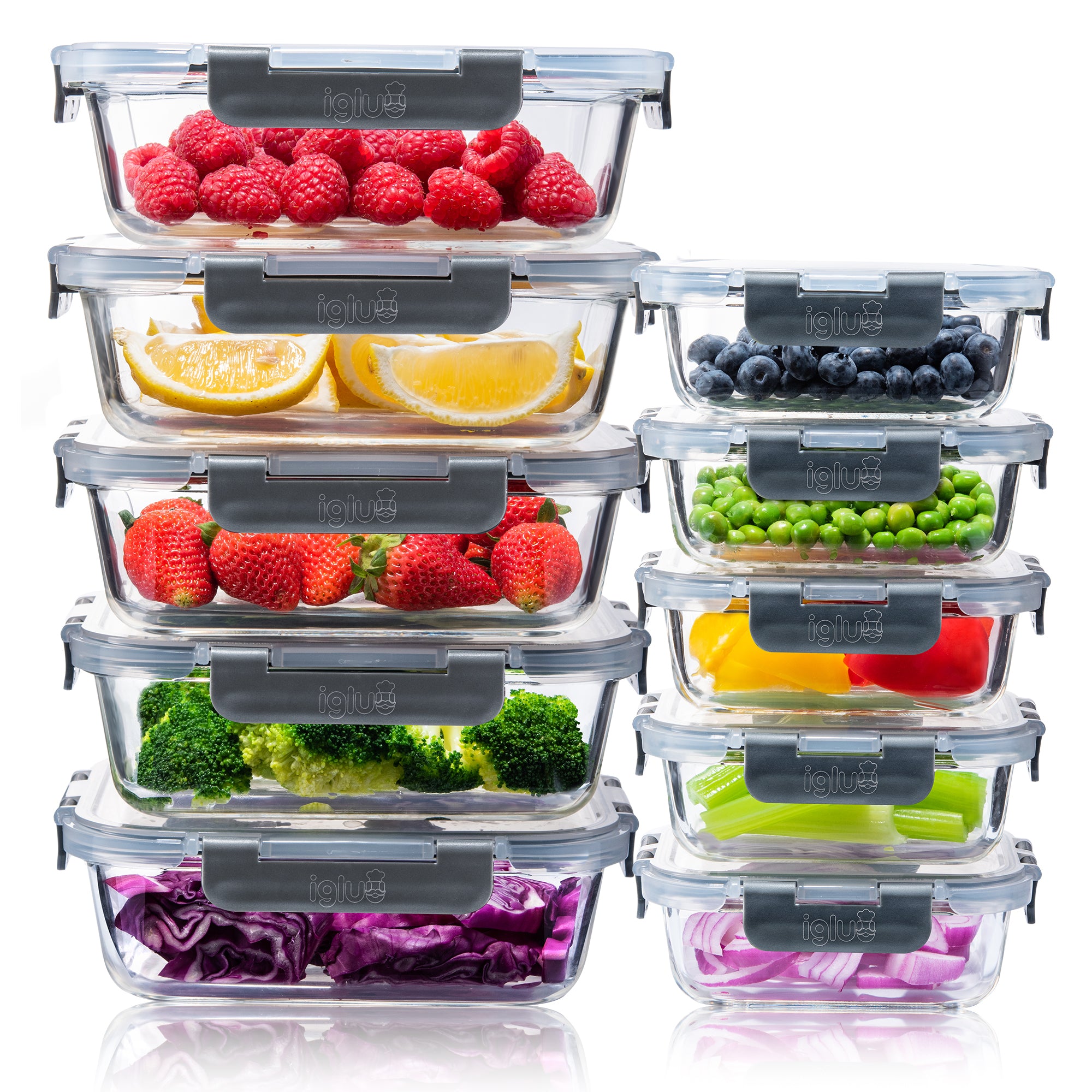 Rectangle Glass Meal Prep Containers - 10 Pack – Igluu Meal Prep