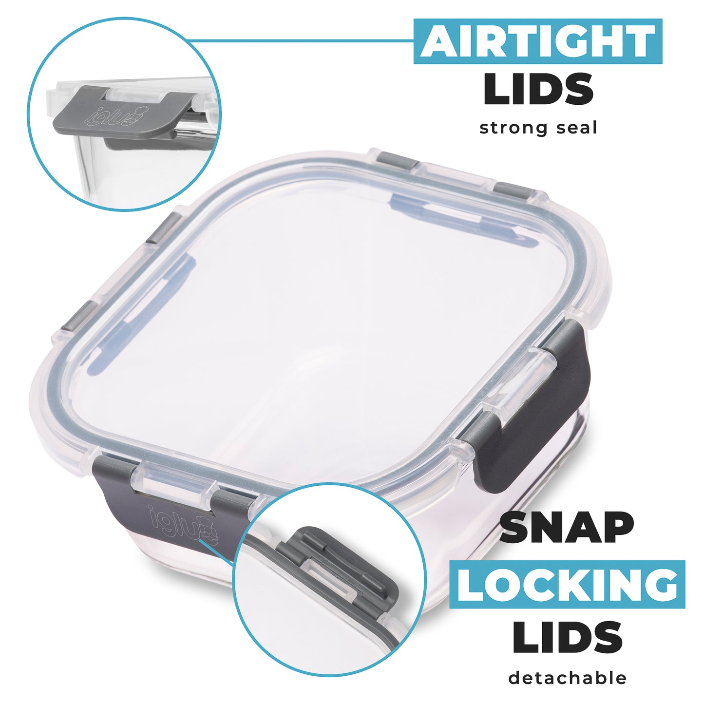Square Stackable Glass Containers - 3 Pack