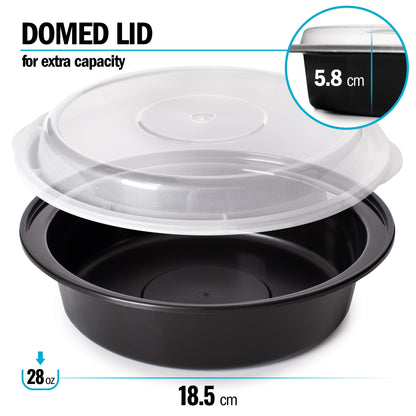 Round Compartment Meal Prep Food Containers with Airtight Lids