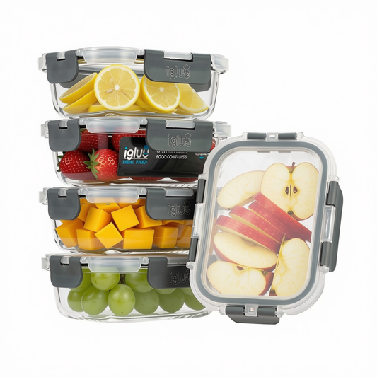 Rectangle Glass Food Storage Containers - 370ml - 5 PACK