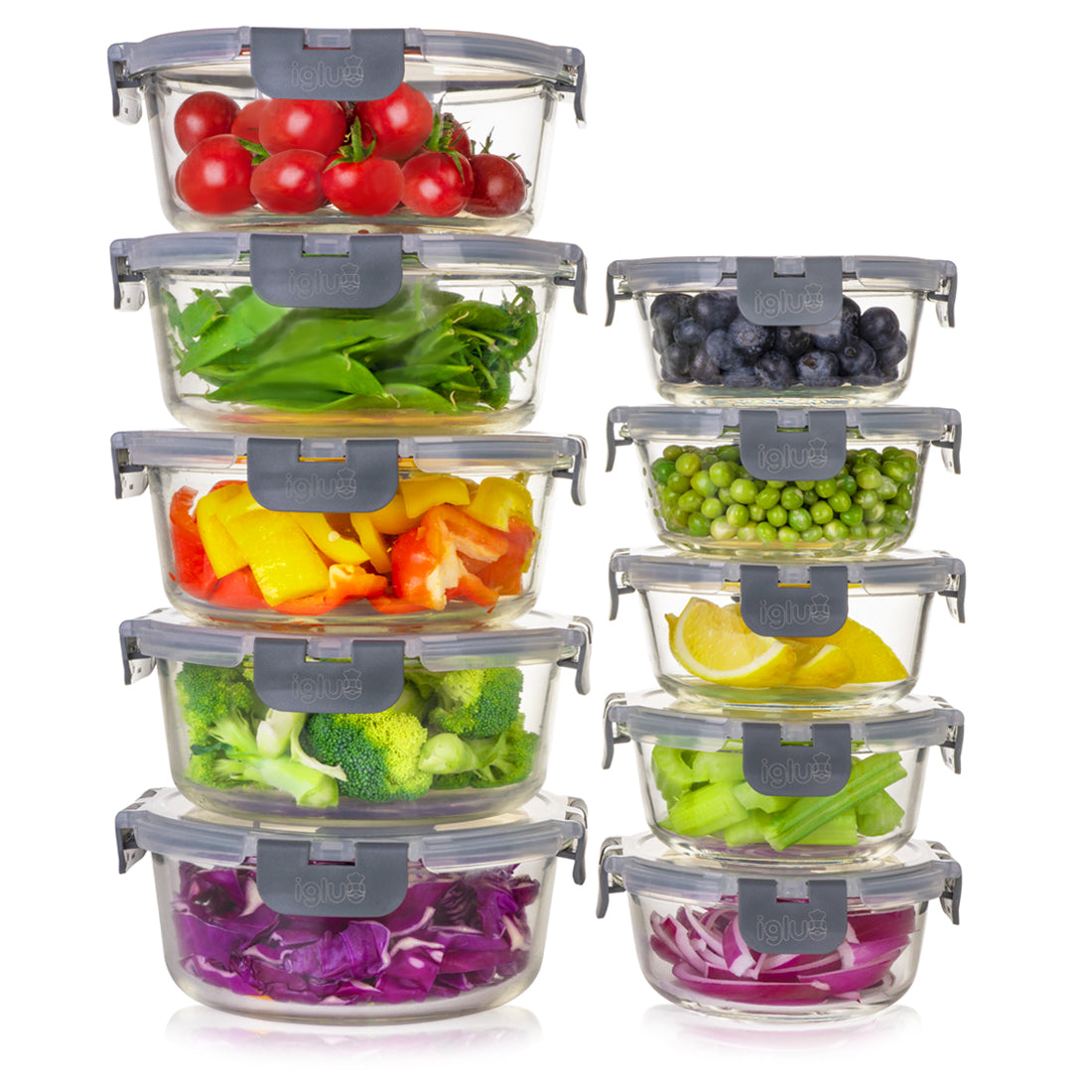 ROUND Glass Meal Prep Containers - 10 Pack – Igluu Meal Prep