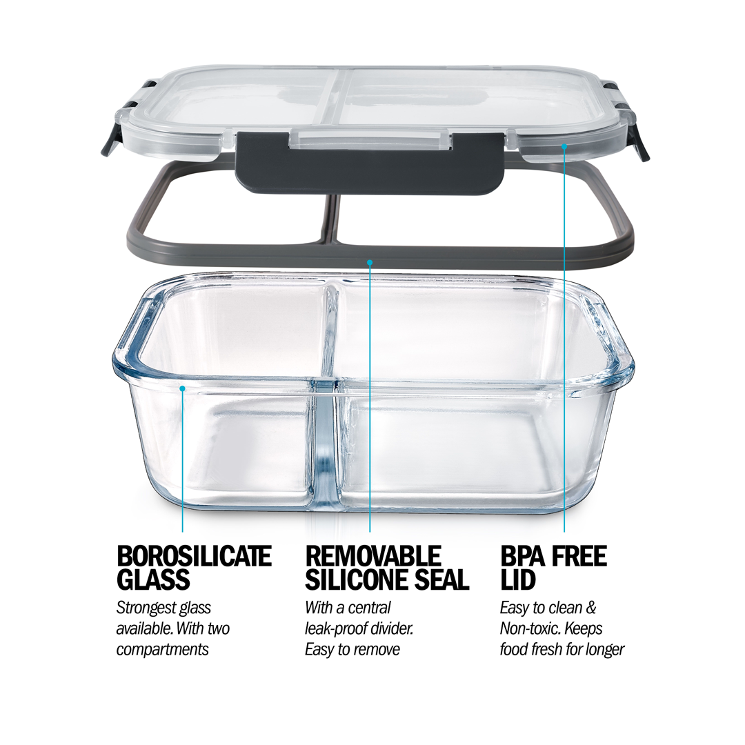 2 Compartment Glass Meal Prep Containers | Igluu Meal Prep