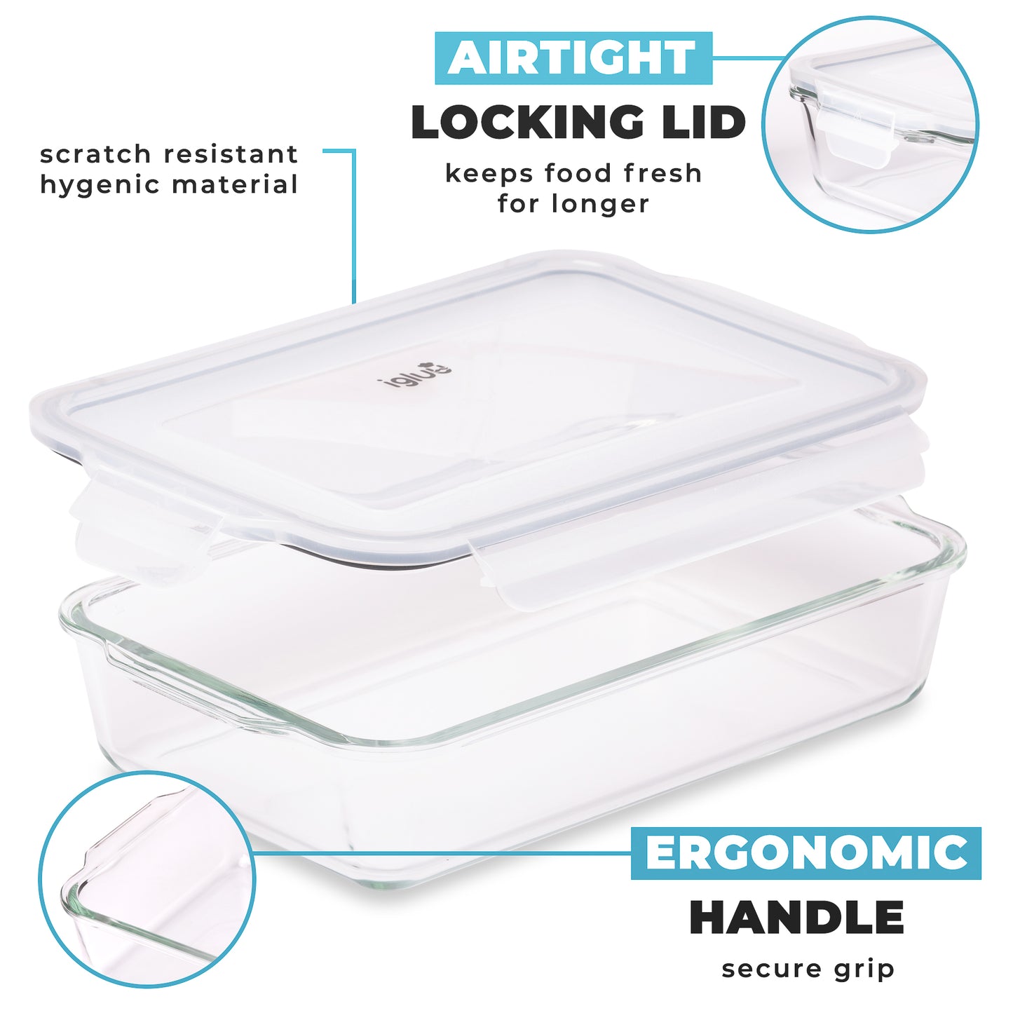 Glass Lasagne Dish with Lid - 2.2 litre