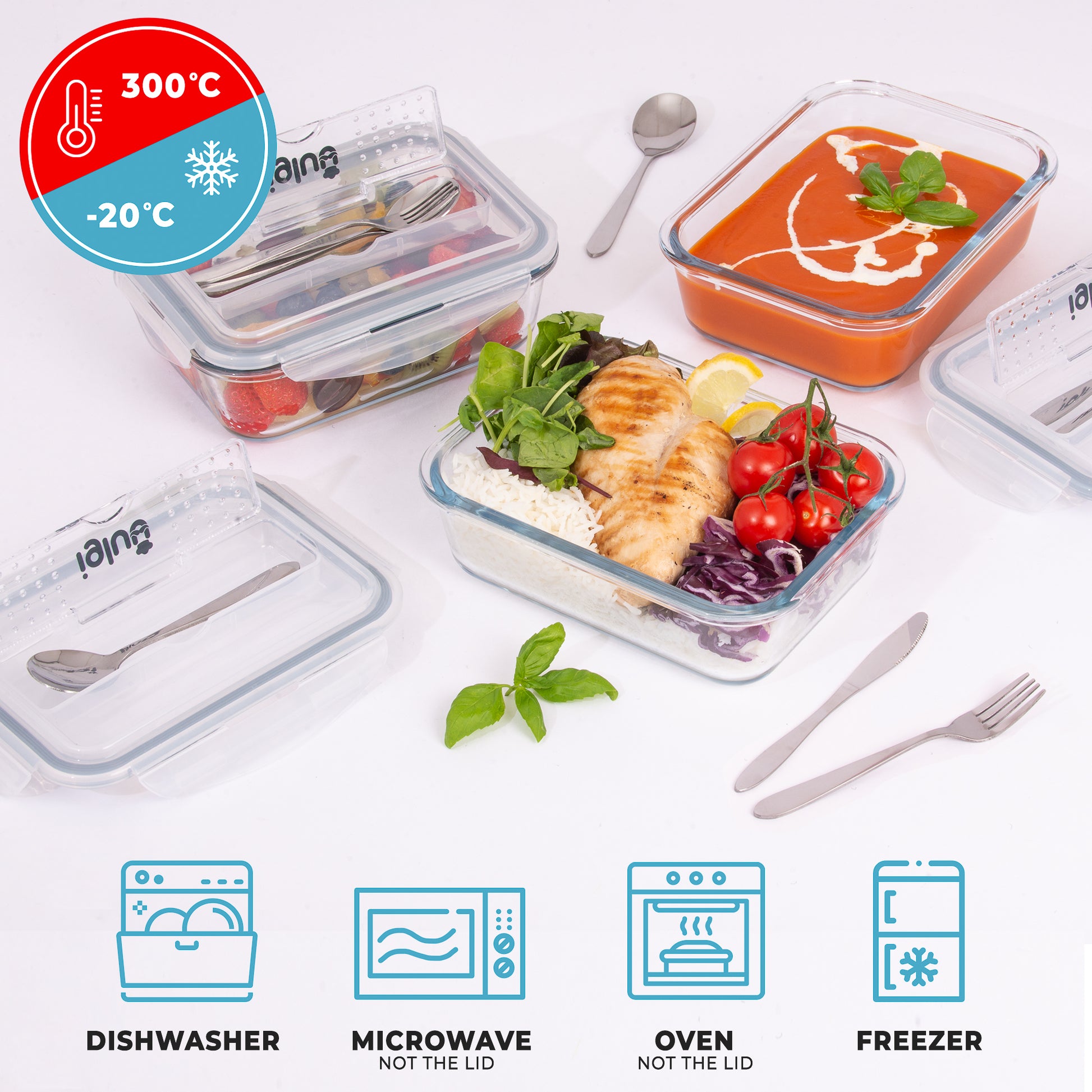 Rectangle Glass Meal Prep Containers - 10 Pack – Igluu Meal Prep